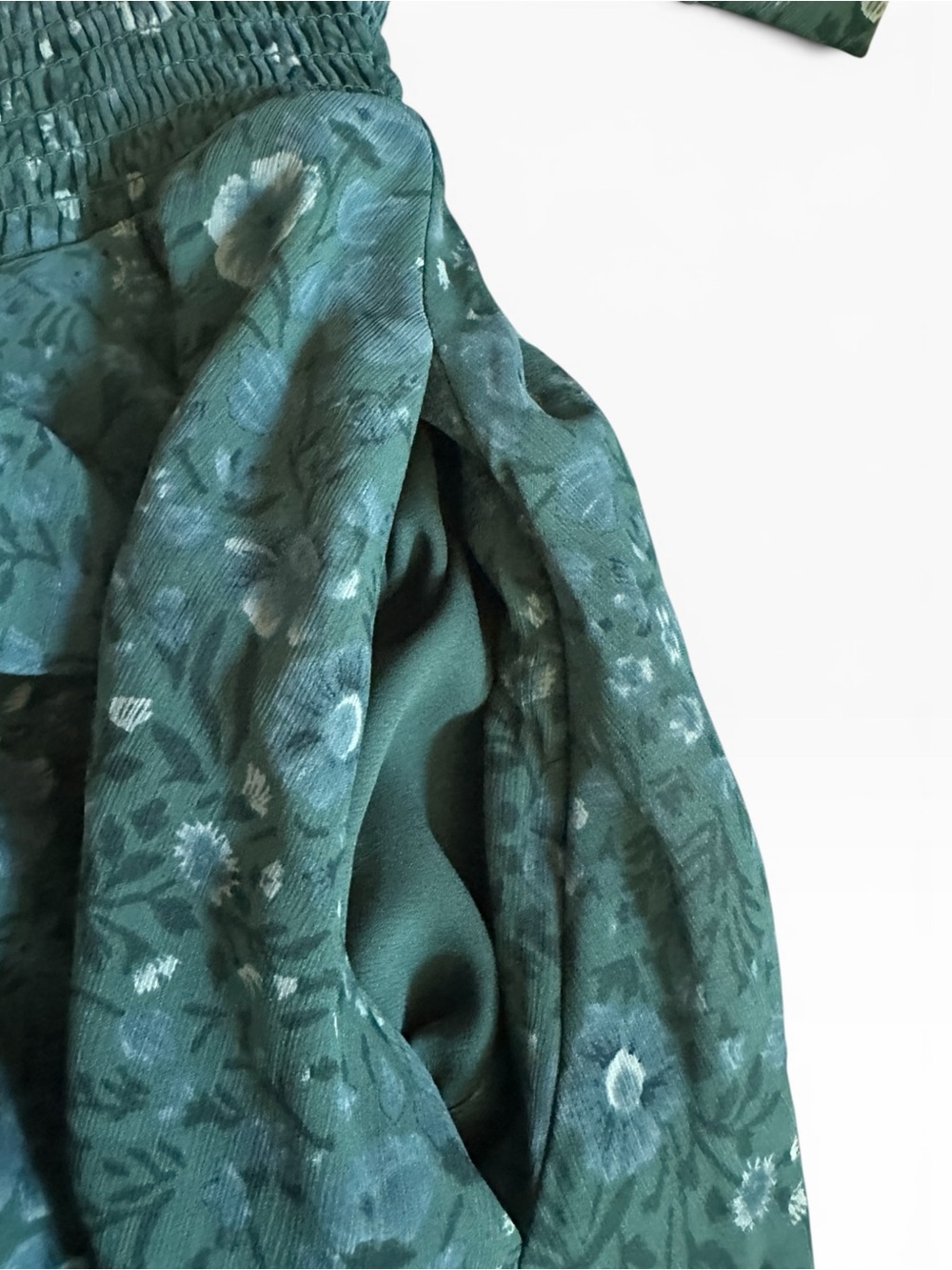 Madewell Lucie Dress L Green Floral Smocked Tie Back Midi Maxi NWT $168 - Picture 7 of 10